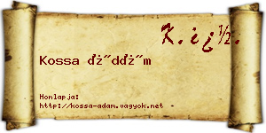 Kossa Ádám névjegykártya
